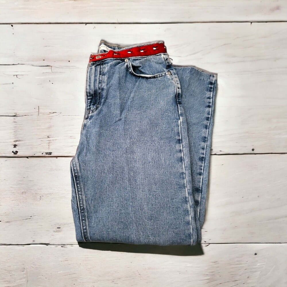 Vintage Tommy Hilfiger Women's High Waisted Mom Jeans Logo Waistband Sz 10 READ